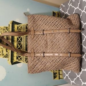 Rebecca Minkoff woven leather bag earth tone tote